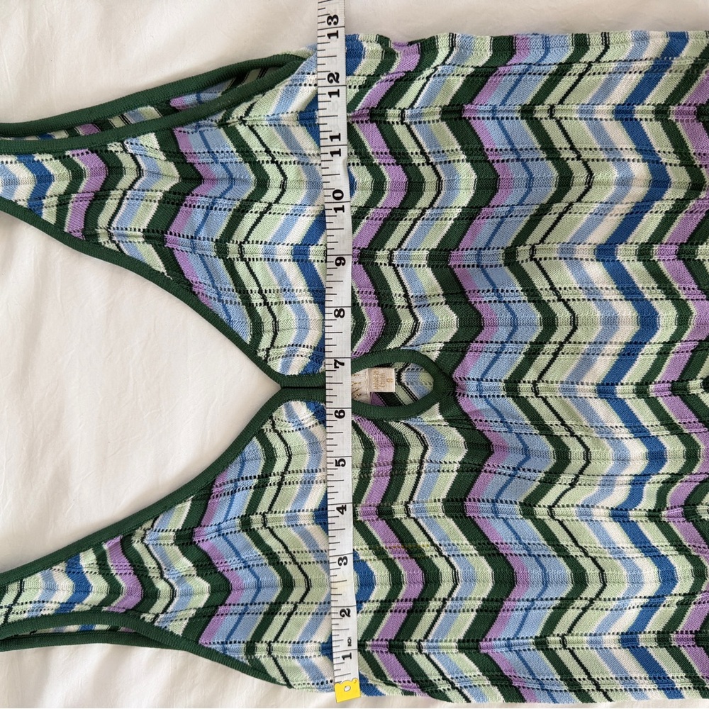 Torn Ronny Kobo Chevron Knit Two Piece Set Green Blue Crop Top Tank Skirt Small - Picture 7 of 11